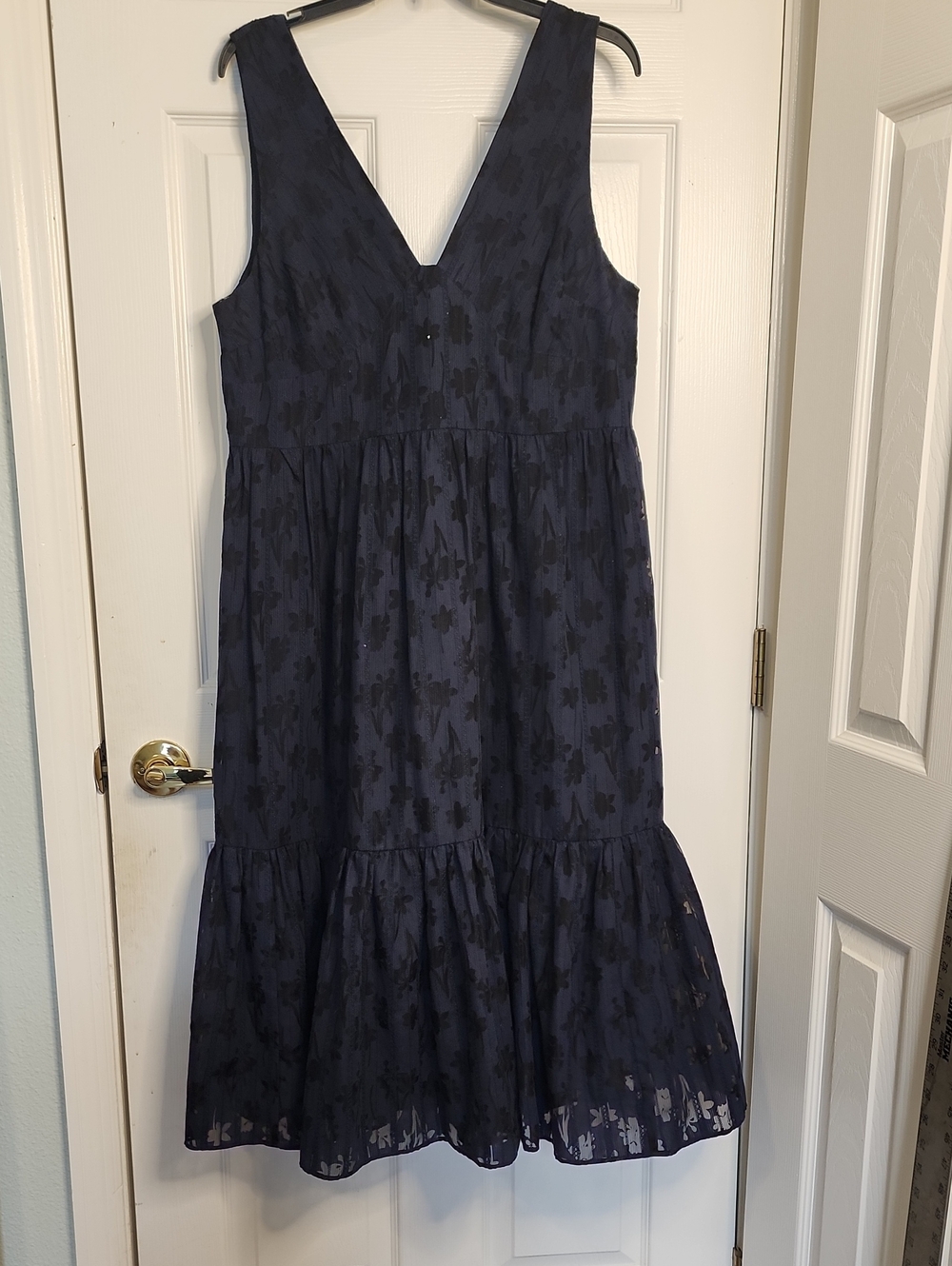 Tommy Hilfiger Navy Blue Floral V-Neck Midi Dress